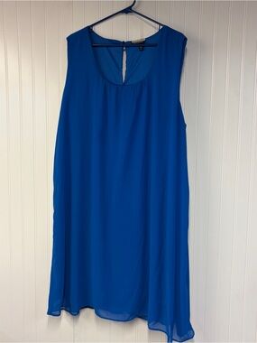 Allison Brittney Blue Sleeveless Shift Dress 3XL Chiffon